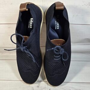 B. Blass Knit Oxford Shoes Memory Foam - Casual Lace Up‎ Navy - Mens Size 9